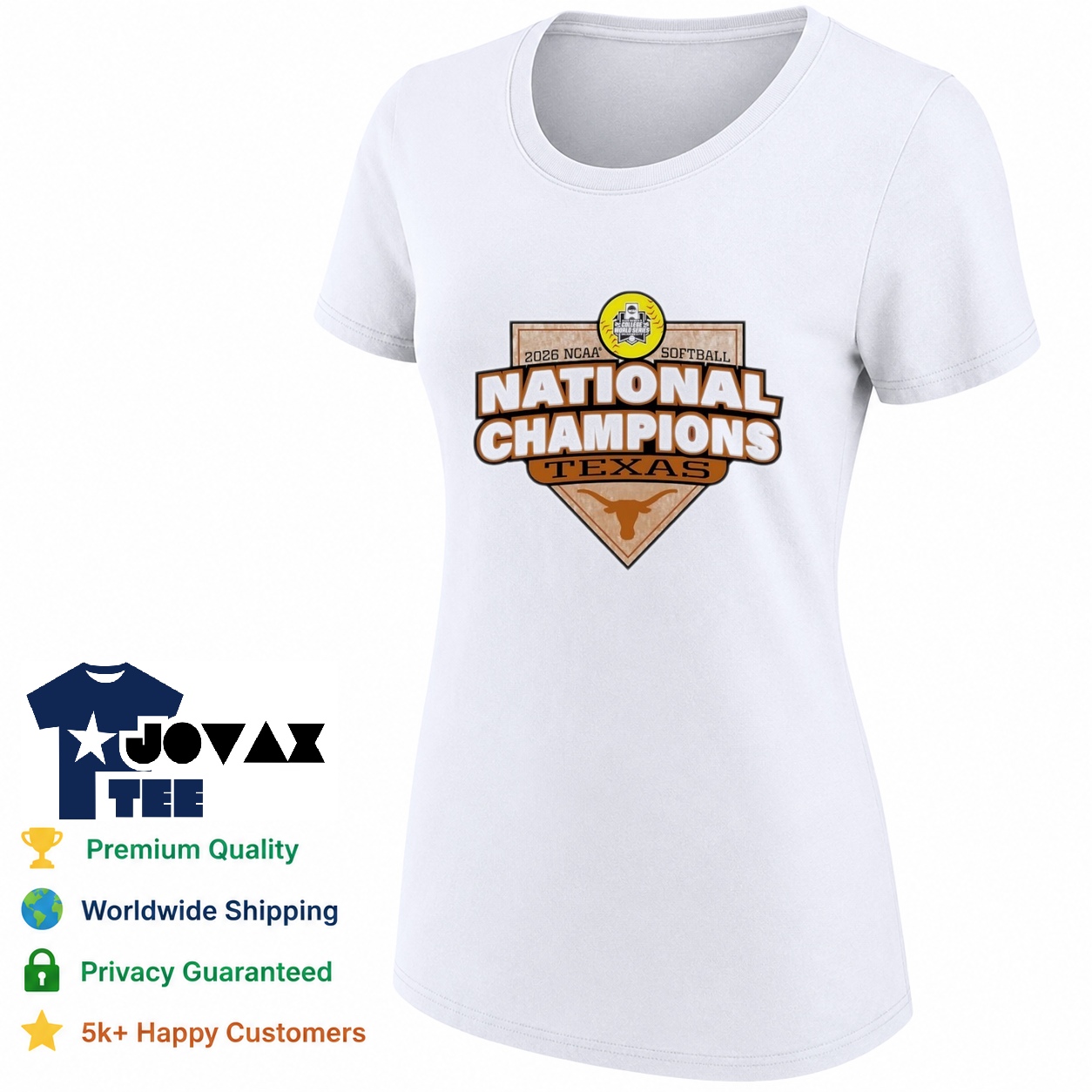 2026 NCAA Softball National champions graphic displayed on a women's classic tee mockup in a vibrant color.