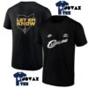 Cleveland Cavaliers let em t-shirt displayed in a classic men's style, showing both the front and back designs.