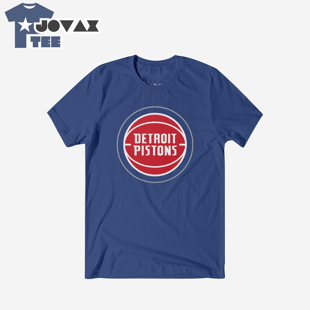 Detroit Pistons Primary Logo T-Shirt showcasing the bold team emblem on a flat lay red tee.
