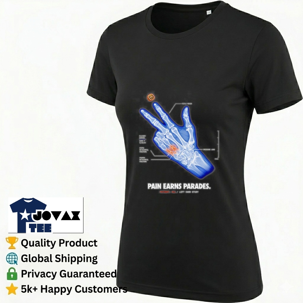 A Jalen Brunson -X-Ray Pain T Shirt is showcased on a comfortable classic women's shirt mockup, highlighting its empowering d