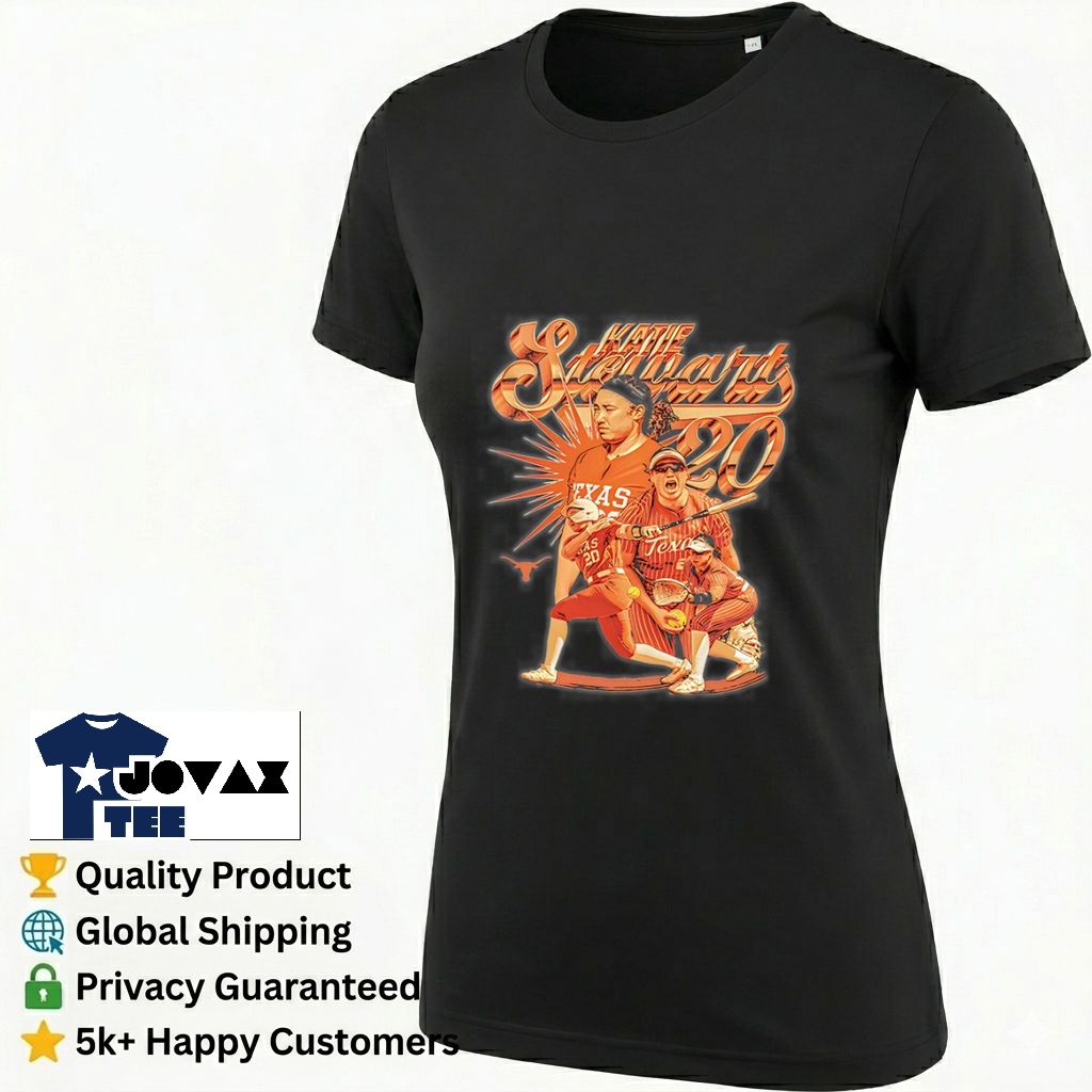 Katie Stewart Texas Longhorns shirt displayed on a classic women's mockup, highlighting the vintage feel.