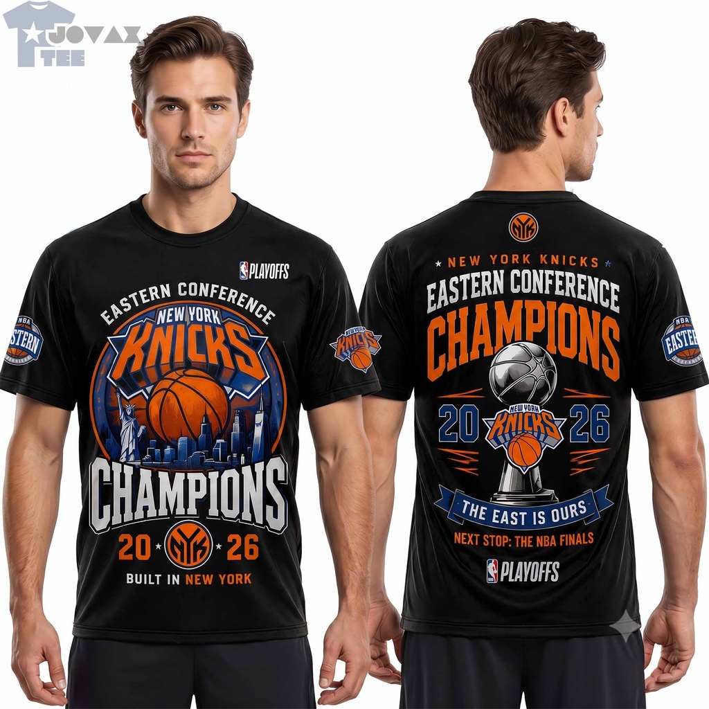This Knicks 2026 Eastern Conference Finals Champions Shirt is a classic t-shirt mockup, showcasing the winning design on a si