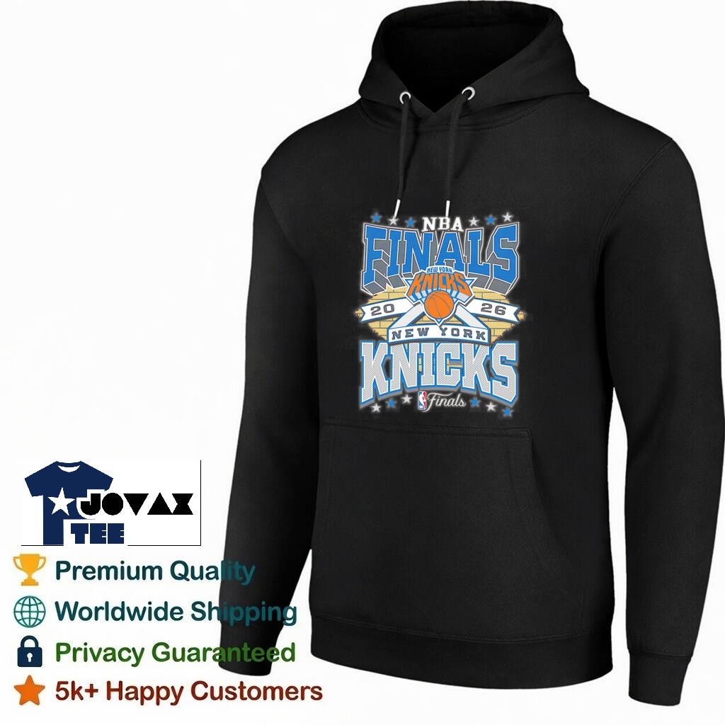 New York Knicks 2026 NBA Finals Hoodie mockup, showcasing the fan design on a comfortable hooded sweatshirt.