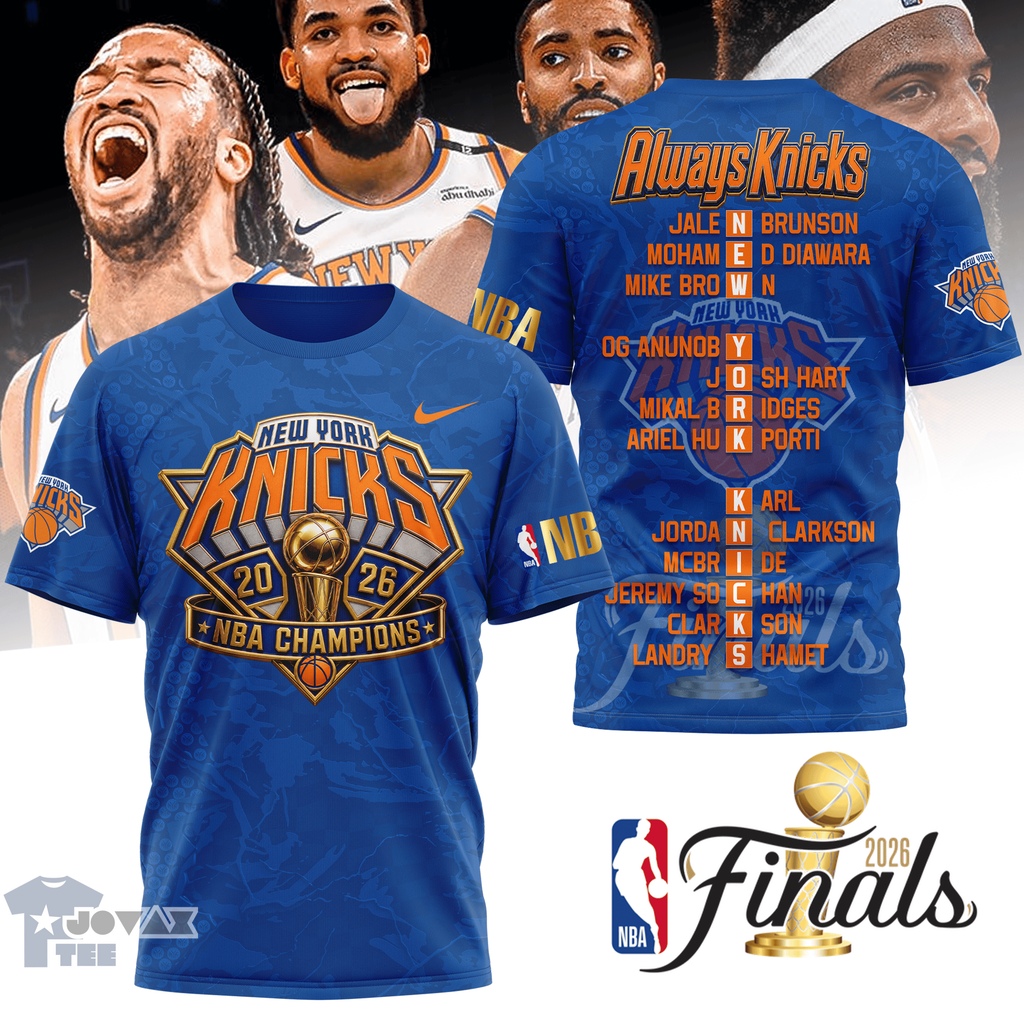 New York Knicks 3D All-Over Print T-Shirt - NBA Champions Graphic Tee displayed on a white background, highlighting the uniqu