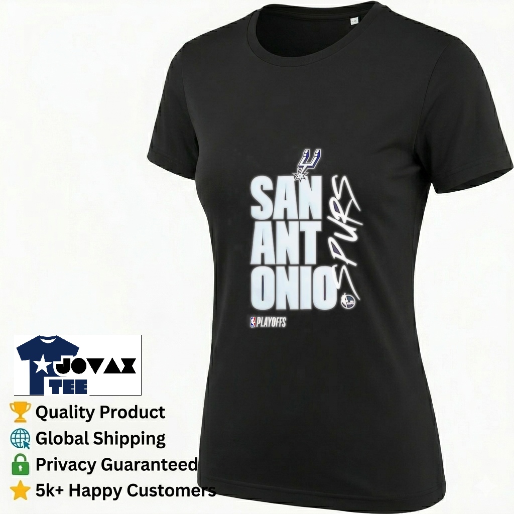 San Antonio Spurs NBA classic fit t-shirt presented on a female model, highlighting the team's logo.