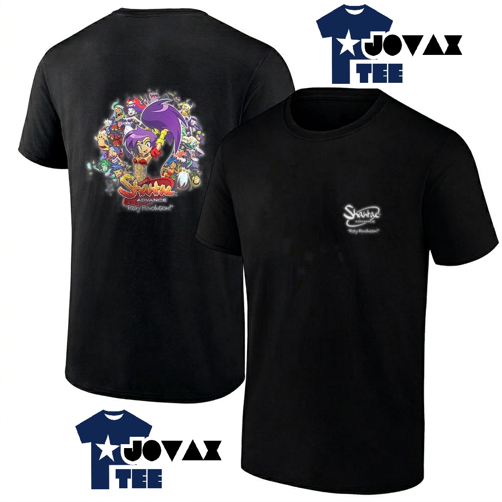 A Shantae Advance risky revolution T Shirt for men, featuring front and back graphic designs on a classic tee.