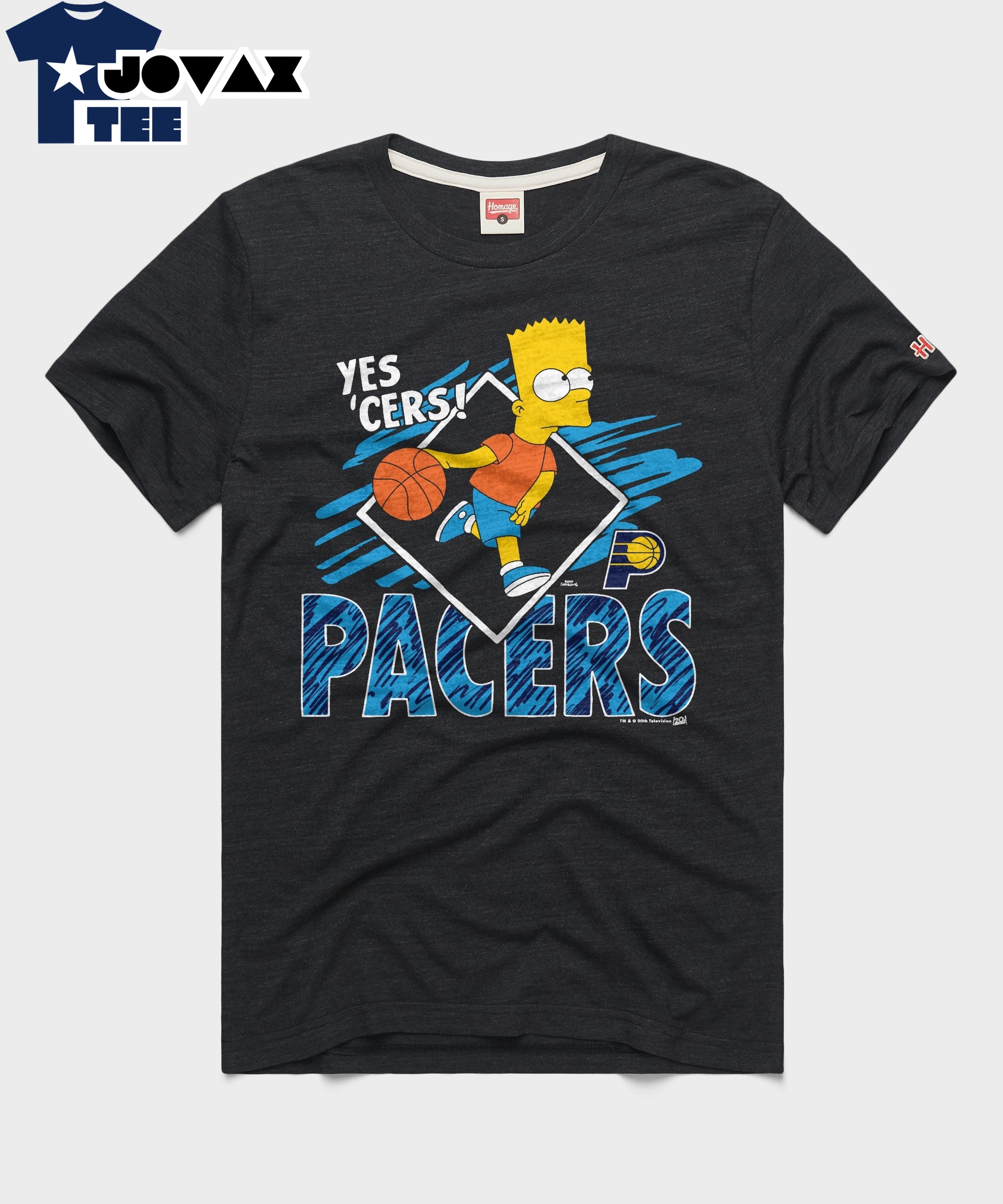 The Simpsons Bart x Indiana Pacers t-shirt front view mockup displaying the full graphic design.