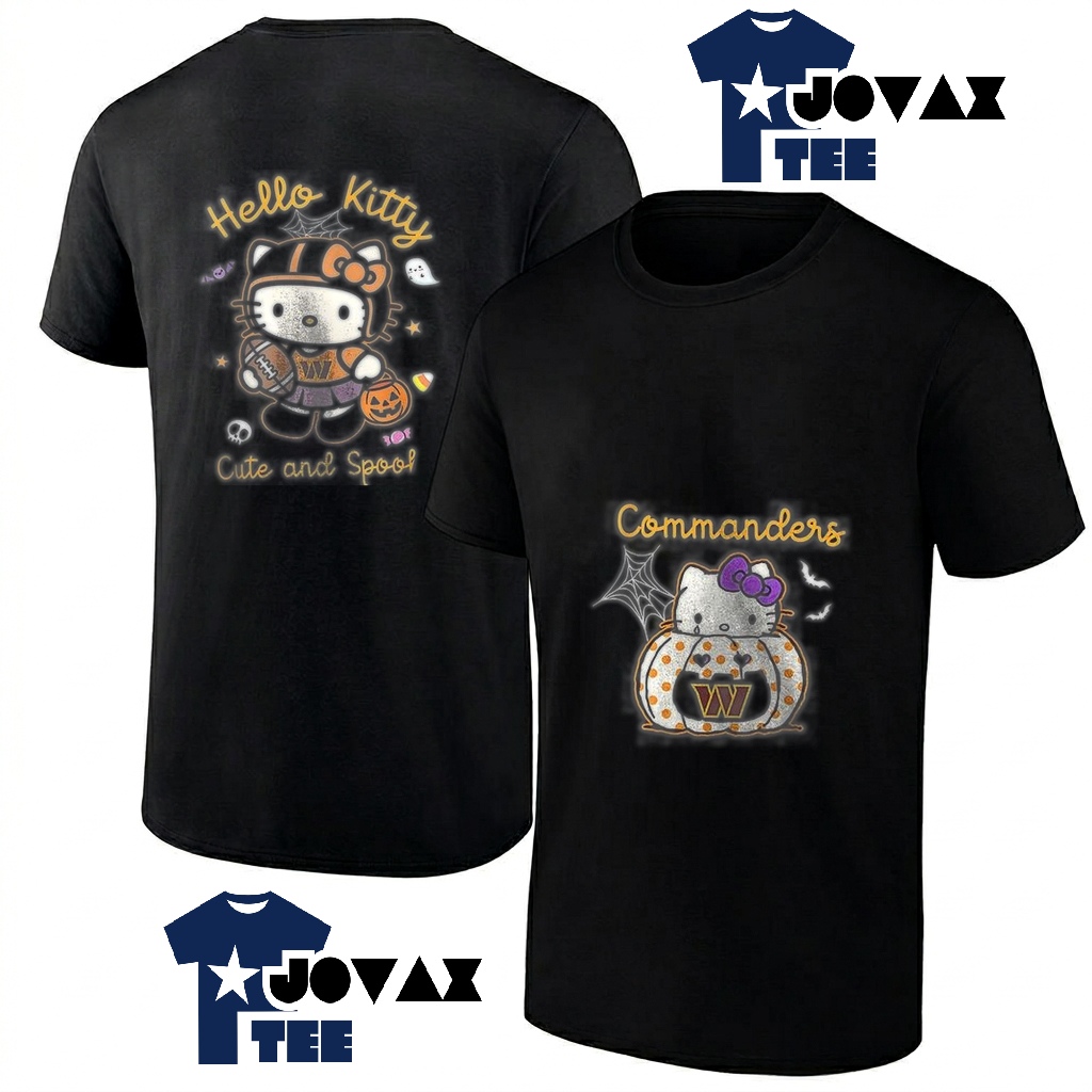 Washington Commanders x Hello T-Shirt mockup showing both front and back designs on a classic men's tee.